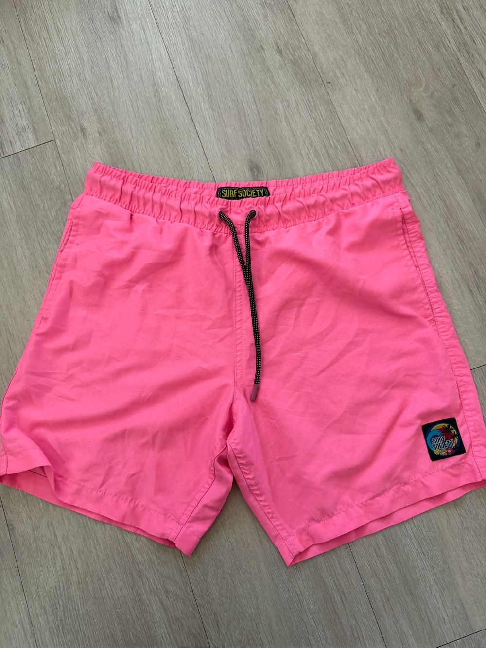 Society Bright Pink Men's Hybrid Shorts with Black Drawcord